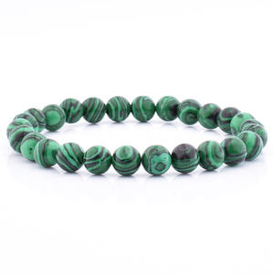 Venta al por mayor 8MM verde malaquita Piedra cuenta pulsera hecha <span class=keywords><strong>a</strong></span> mano moda encanto comercio <span class=keywords><strong>seguro</strong></span> precios <span class=keywords><strong>de</strong></span> fábrica - Product Image 1