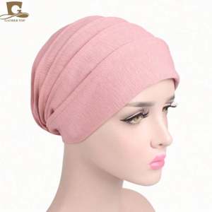 New Fashion <b>Lady</b> One Size Fit Slouchy <b>Snood</b> Baggy Beanie Hat Cancer Hats Chemo Turban Solid Women Sleep Wear Cotton Polyester - Product Image 2