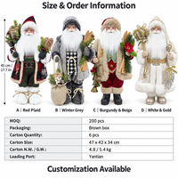 Vente en gros usine : Figurine de Père Noël debout de 45 cm, style rustique à carreaux, poupée de Noël, décoration de fêtes, OEM ODM