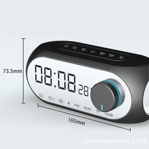 Mirror Alarm <b>Clock</b> With Bluetooth Speaker FM Radio 5W Output Rechargeable Battery <b>Digital</b> Display - Product Image 2