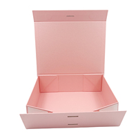 Emballage en carton pliable personnalisé de qualité Boîtes cadeaux magnétiques de luxe en rose avec ruban