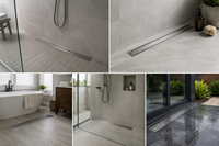 Grille de drain de sol invisible pour salle de bain, en acier inoxydable de qualité supérieure, durable, avec sortie latérale linéaire et bord à bride, 12, 24, 30, 36 pouces