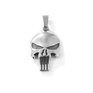 Colgante de calavera <span class=keywords><strong>Punisher</strong></span> de alta calidad para hombres, traje de personalidad audaz, joyería de acero inoxidable con textura para hombres - Product Image 1