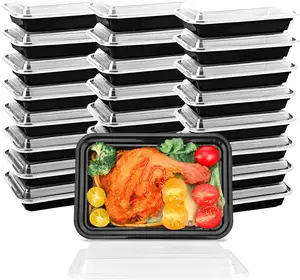 16oz Meal Prep Food Containers Reusable 3 Compartment Storages With Lids 30Pcs Disposable Bento Box