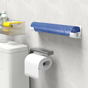 Soporte para bolsas de basura y film transparente para montar en la pared, color blanco, paquete de 2, organizador de almacenamiento para cocina, para uso en el gabinete lateral del refrigerador - Product Image 4