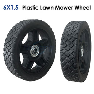 6x1.5'' Push Lawn Mower Wheels, 6 Inch Spoked Plastic Wheel and Tire for Lawnmower and DIY <b>Trolley</b> Wagon Cart - Product Image 1