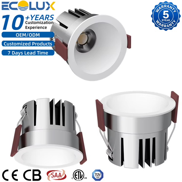 Residential Bedroom Cob Lighting Ceiling Light 7W 20W 12W Adjustable Recessed Led Frame Colors Option Gypsum Downlight