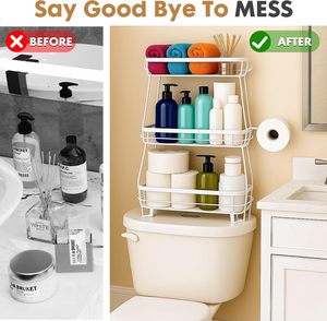 Organizadores de Baño de 2 Niveles y Estantes de Almacenamiento 2 en 1, Estante Doble Estable para Colocar Sobre el Inodoro, para Baños Pequeños - Product Image 2