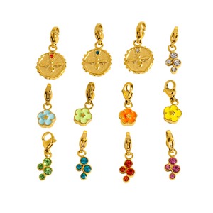 18K Vàng Mạ Thép Không Gỉ Hoa Đầy Màu Sắc Quyến Rũ Dây Kéo Kéo Clip Trên Có Thể Tháo Rời Tôm Hùm Clasp Quyến Rũ Mặt Dây Chuyền - Product Image 2