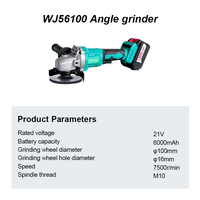 Meuleuse d'angle sans fil sans balais 21V avec batterie au lithium, interrupteur à gâchette, vitesse variable, kit d'outils industriels pour la découpe et le polissage DIY