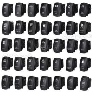 Interrupteurs à bascule universels 12V 24V 5/7 broches, 36 motifs, pour voiture, bateau, caravane, étanches, avec double barre lumineuse LED verte - Product Image 2