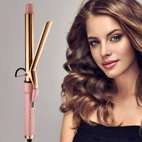 Fer à friser professionnel LCD rose 1 pouce en titane pour cheveux longs