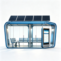Abri de bus intelligent moderne personnalisable avec logiciel Cloud, écran publicitaire à LED et affichage des prévisions météo