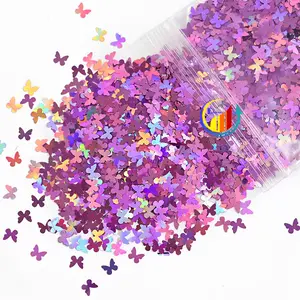 Aksesori Resin massal serpihan Glitter persediaan Slime stiker Confetti manik-manik kuku holografik