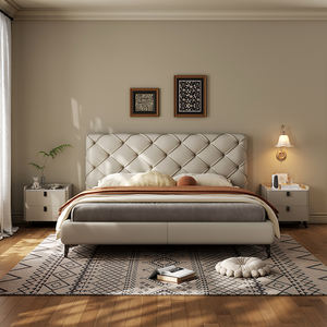 <span class=keywords><strong>Lit</strong></span> double <span class=keywords><strong>de</strong></span> 1,8 m, design <span class=keywords><strong>de</strong></span> <span class=keywords><strong>lit</strong></span> suspendu pour chambre principale, best-seller mondial, style européen classique, rembourré en cuir <span class=keywords><strong>de</strong></span> vache avec boucle - Product Image 4