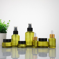 Botol Kosmetik Kaca Krim Wajah Warna Kustom Ukuran Kecil 15g 30g 50g, Botol Minyak Esensial dengan Pompa Semprot, Custom Pabrik