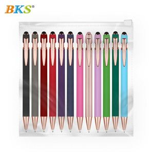 Luxury Ballpoint Custom Logo Rose <b>Gold</b> Metal Soft Touch Screen <b>Pens</b> Uv Printing Black Ink Modern Design Rubber Grip for - Product Image 1