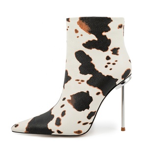 Bottines à talons métalliques fins et larges pour femmes, bout pointu, grande taille 45, chaussures à talons hauts respirantes, escarpins à talon aiguille - Product Image 1