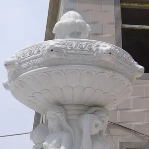 Venta directa Diseño clásico estatua tallada a mano perfecta decorada fuente de León de mármol blanco al aire libre