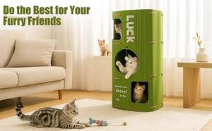 Árbol para Gatos de Fieltro PET de Gran Espacio, Multifuncional, Resistente para Interiores, Resistente a los Arañazos, Uso en Todas las Estaciones, Soporta hasta 5 kg - Product Image 4