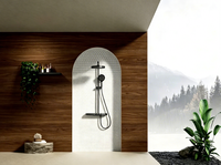 Robinet de douche thermostatique certifié CUPC, cartouche céramique, mural, en laiton massif, 3 fonctions (douche douce/pluie), barre coulissante, pour hôtel