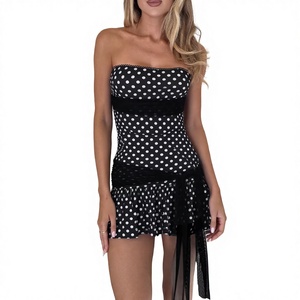 Abito in poliestere stile socialite <span class=keywords><strong>con</strong></span> <span class=keywords><strong>scollo</strong></span> a fascia, fantasia a pois, <span class=keywords><strong>elegante</strong></span> e sexy, alla moda primavera estate, stile europeo-americano - Product Image 1