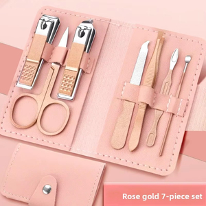 Professionnel rose sept pièces en acier inoxydable coupe-ongles ensemble complet <span class=keywords><strong>manucure</strong></span> et pédicure trousse à outils en gros - Product Image 2