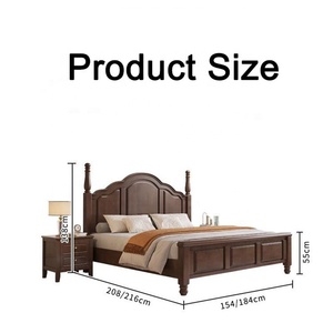 Ensemble de meubles de chambre à coucher moderne, <span class=keywords><strong>lit</strong></span> en bois bon marché, personnalisation du design, <span class=keywords><strong>lit</strong></span> double en bois massif avec cadre en cuir, taille <span class=keywords><strong>king</strong></span>-size - Product Image 5