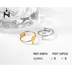 Anillo de Acero Inoxidable con Letra F, Joyería de Moda para Mujeres y Hombres - Product Image 1