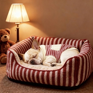 ملابس للحيوانات الأليفة، قميص مخطط أحمر وأبيض للقطط والكلاب، سترة قطنية محبوكة للكلاب للصيف - Product Image 5