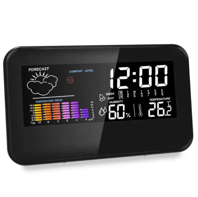 Color screen weather clock voice control multi-functional weather forecast electronic alarm clock large screen temperature