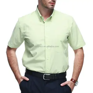 Sustainable 100% Cotton Green Checked Short Sleeve T-shirts Casual Mens Dress Shirts
