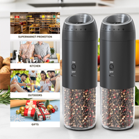 Ensemble moulin à sel et à poivre électrique à gravité, pot à épices rechargeable, moulin à poivre noir avec lumière bleue et support