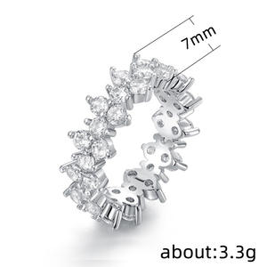Anillo de Eternidad con Diamantes en Forma de Flor F371, Anillo de Moda para Mujer con Piedra Natural Redonda y Engaste de Puntas para Boda - Product Image 4