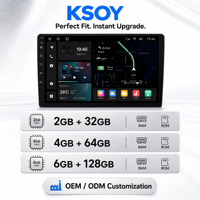 KSOY-TS18 FM RDS 4+64G QLED Android 14 WiFi BT 5.0 RCA Output Kamera 360 Octa Core DVR Android Carplay untuk Mobil Multimedia Mobil
