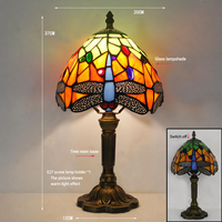 Lampu Meja LED Modern BGST dengan Kap Lampu Kaca Berwarna Hijau Motif Anggur, Lampu Meja Bertenaga Listrik untuk Dekorasi Ruang Tamu dan Kamar Tidur