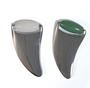 Anti-Puffiness Natural White <b>Jade</b> Metal Frame Teardrop Facial <b>Jade</b> <b>Roller</b> - Product Image 3