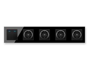 แผงกระจกคริสตัลเต้าเสียบปลั๊กไฟฟ้าแบบชาร์จเร็วสวิตช์ไฟติดผนังซ็อกเก็ตคู่เต้ารับติดผนัง16A EU - Product Image 4