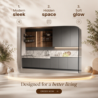 Îlot de cuisine moderne de luxe, armoires en bois de rose massif sur mesure, design écologique, armoires de cuisine multifonctionnelles pliables