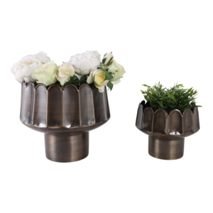 Vasi per Fiori con Base Ondulata, Fioriere Moderne in Metallo per Interni ed Esterni, Stile Giardino - Product Image 2