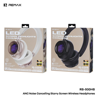 Casque sans fil REMAX RB-930HB ANC Bluetooth 6.0 avec écran étoilé, réduction active du bruit, haut-parleurs 40 mm HiFi, pliable, pour jeux
