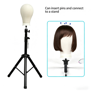 Canvas Foam Mannequin <b>Head</b> Block with Needle Holes and Multiple Sizes for Wig <b>Styling</b>, Display and Training - Product Image 6