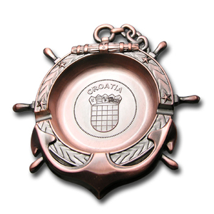 Metal 3D Antique Silver Round <b>Ashtray</b>, Madeira Travel Souvenir Cigar <b>Ashtray</b> - Product Image 2