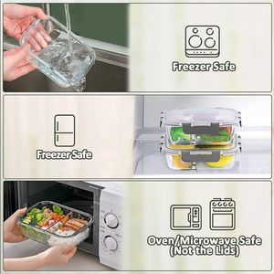 Boîtes à lunch <span class=keywords><strong>en</strong></span> <span class=keywords><strong>verre</strong></span> étanches Conteneurs alimentaires Boîtes à bento Couvercles verrouillables Stockage des aliments Four à micro-ondes Congélateur et lave-vaisselle Vulcanus - Product Image 4