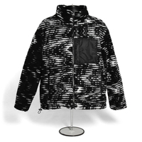 Veste polaire jacquard coupe-vent personnalisée pour homme, motif moiré, en sherpa à poils longs, manteau d'automne réversible, vente en gros, vêtements d'extérieur streetwear