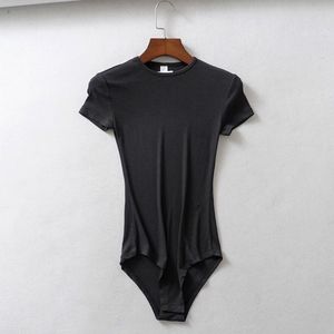 Großhandel Rundhals Kurzarm Basic Onesie Bodysuit Modischer Schwarzer Einfarbiger T-Shirt <span class=keywords><strong>Shapewear</strong></span> Bodysuit Top für Damen - Product Image 2