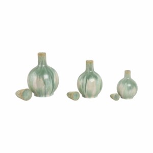Set di 3 vasi decorativi in ceramica con coperchio, smaltati verde, per soggiorno, camera da letto, ufficio. - Product Image 5
