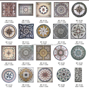 Mosaico de mármol para escaleras de villa con diseño gratuito, para proyectos de escalones, mosaico floral clásico redondo de piedra incrustada - Product Image 4