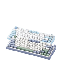 AULA F75 75% Gasket Wireless Mechanical Keyboard 81 Tombol Tiga Mode Double-Shot PBT Keycaps RGB Keyboard Gaming yang Dapat Diprogram
