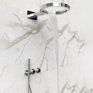 Ensemble de robinet de douche de bain rond moderne pommeau de douche thermostatique mural en laiton <span class=keywords><strong>cascade</strong></span> d'or brossé pour hôtels - Product Image 5
